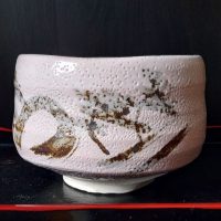 Sakura Shino - Minoyaki chawan, matcha tea készítéséhez, Japán