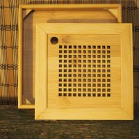 Elegáns kis bambusz teatálca íróasztalra