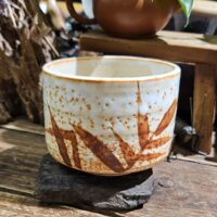 Vörös Bambusz, mázas Minoyaki chawan, Mino kerámia, Japán