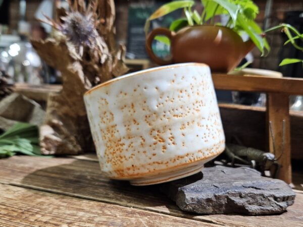 Vörös Bambusz, mázas Minoyaki chawan, Mino kerámia, Japán - Image 4