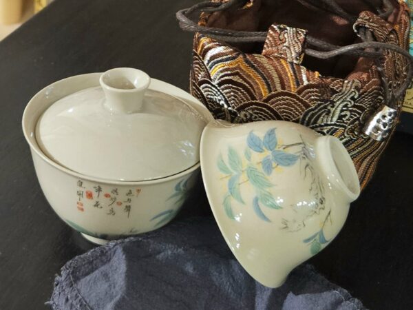 Virágzó bokor - kis méretű gaiwan szett egy csészével, hordtáskával. 80x50ml - Image 4