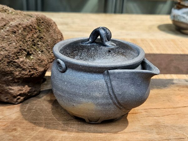 Ezüst & Fekete - Bizen houhin 240ml - japán fatüzes kerámia, Uchida Kazuhiko - Image 7