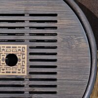 Sötétbarna kisméretű bambusz körtálca - átmérője 25 cm